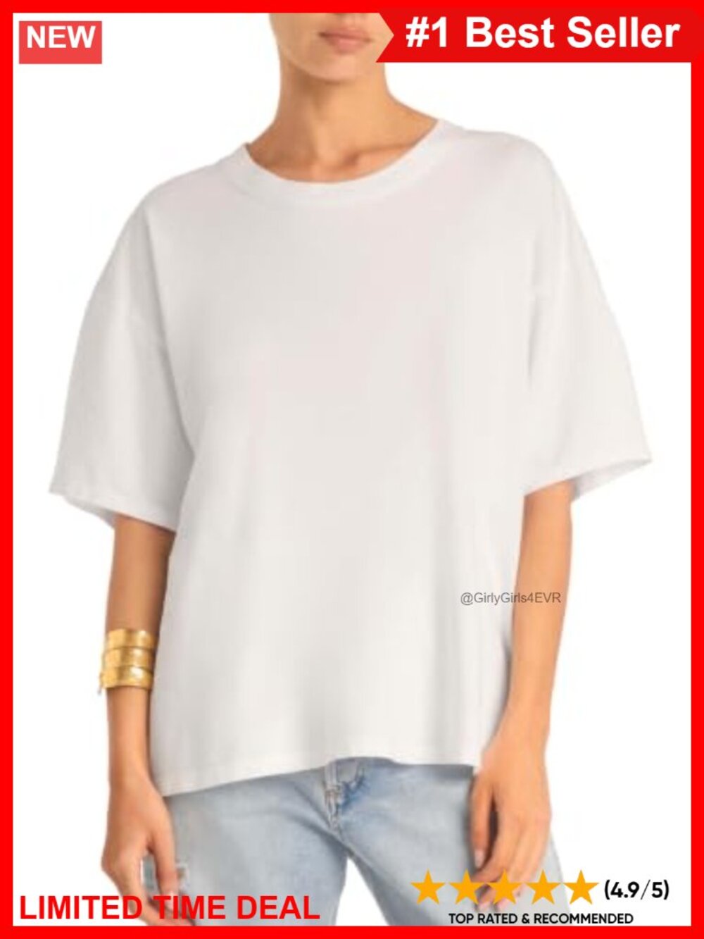 Oversized Cotton Jersey Boyfriend Tee EcoCycle Recycled